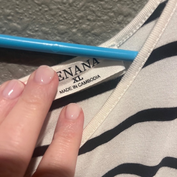 Zenana XL short romper - white w/black stripes - Picture 3 of 4